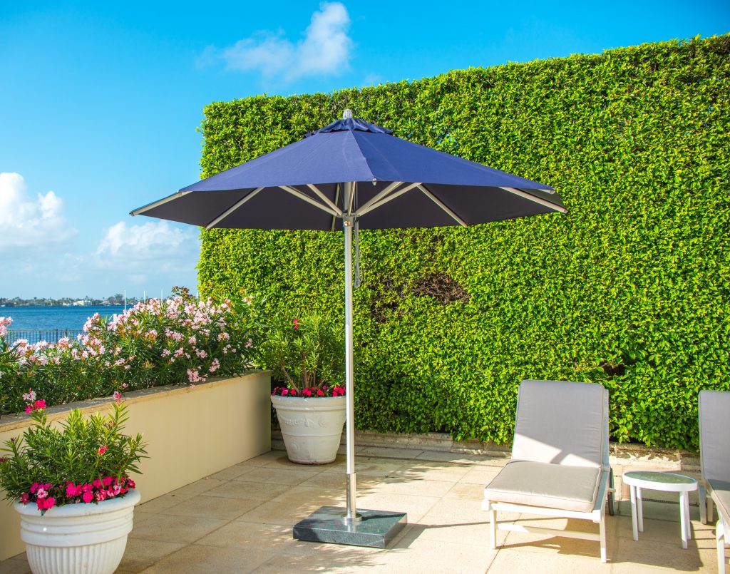 Bambrella hurricane round aluminum outdoor patio umbrella