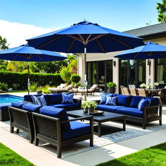 Galtech 587 11' Deluxe Round Teak Market Umbrella