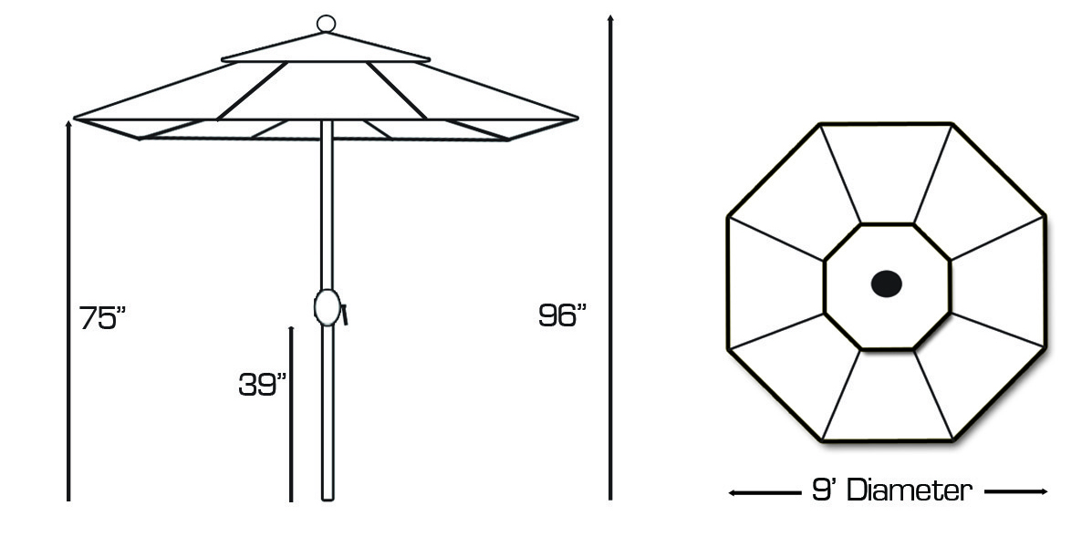 Galtech 737 9' Round Deluxe Auto Tilt Aluminum Umbrella - Image 7