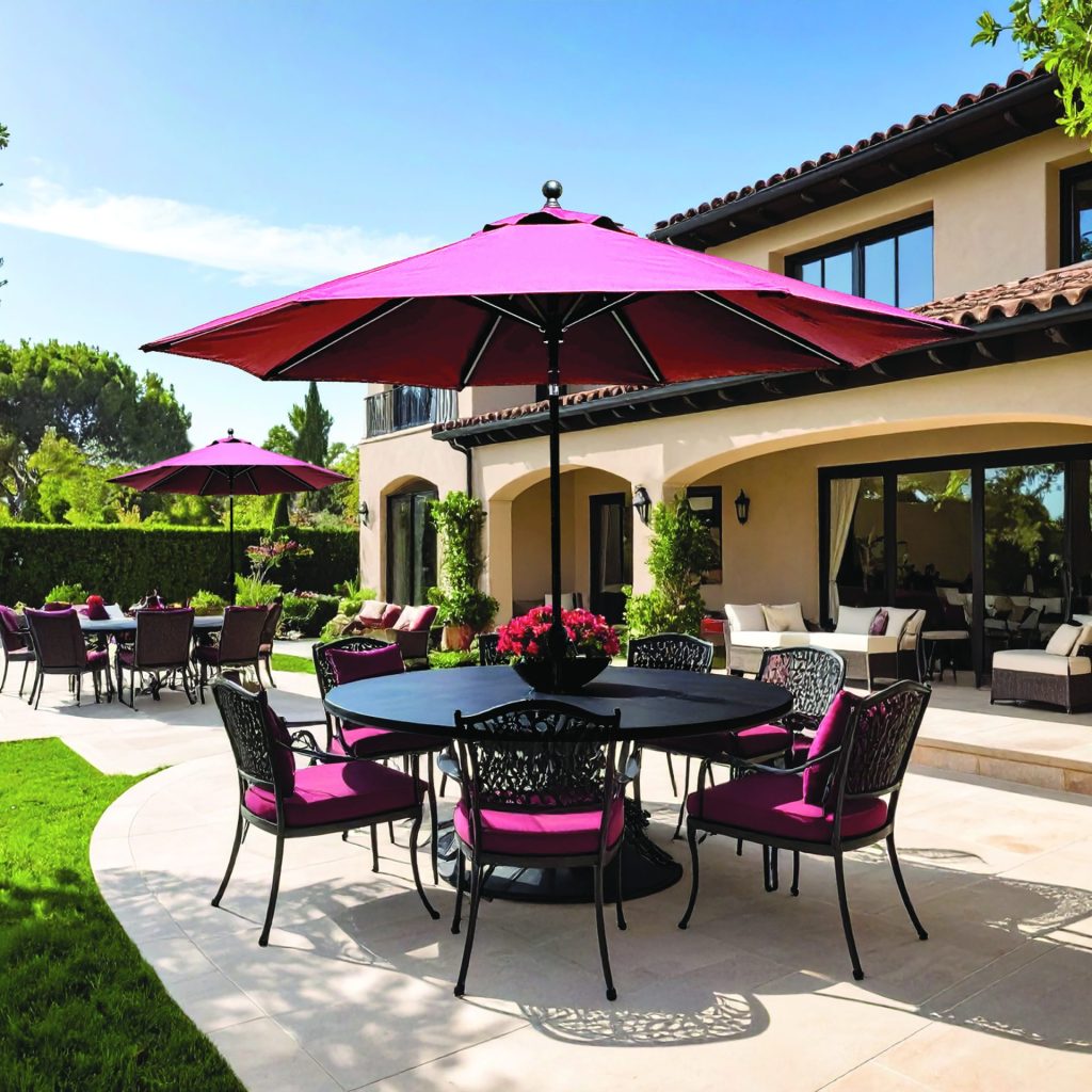 galtech patio umbrella wheel stand Alone Umbrella, Octagon Market Design with Auto Tilt, 100% Fade Resistant Fabric, 5 Year Sunbrella Warranty (9-FT Antique Bronze Frame Sunbrella: Teak) : Patio, Lawn & Garden Features L Galtech 737 9' Round Deluxe